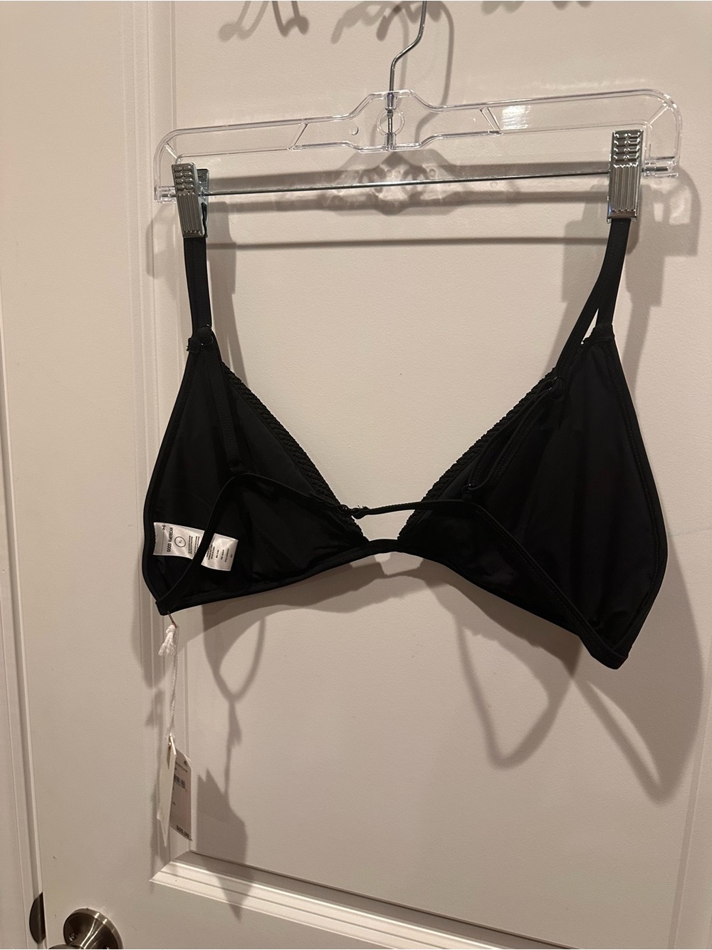 Good American Black Textured Triangle Bikini Top - Picture 6 of 8